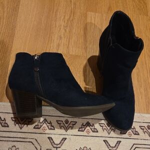 Navy Faux Suede Boots